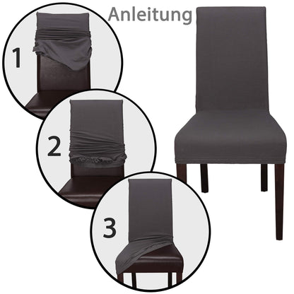 Staboos chair covers 6-piece set - High-quality and elastic chair covers for swing chairs - Easy-care chair covers & covers for chairs - Perfect chair cover 6-piece set - ÖKO TEX certified - Dark gray