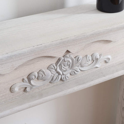 Rebecca Mobili decorative fireplace surround, white mantelpiece, wood, retro style, for living room, home decor ideas - Dimensions: 99 x 104 x 21 cm (HxLxD) - Item RE4865