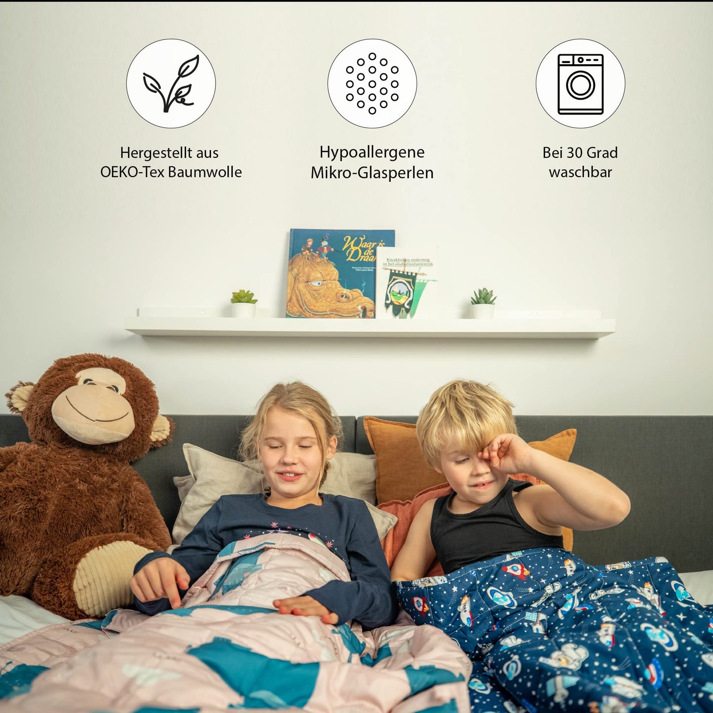 Ella Kids Weighted Blanket 5.3 lbs 36x48 inches - Therapy Blanket, for stress relief & anxiety, Hypoallergenic Glass Beads, soft & cooling Cotton Outer Layer, for children 33-55 lbs - Hippo
