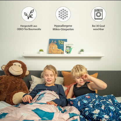 Ella Kids Weighted Blanket 5.3 lbs 36x48 inches - Therapy Blanket, for stress relief & anxiety, Hypoallergenic Glass Beads, soft & cooling Cotton Outer Layer, for children 33-55 lbs - Hippo