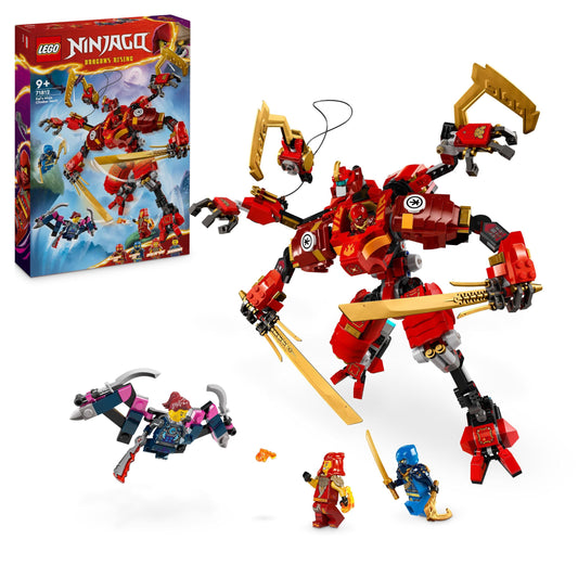LEGO NINJAGO Kai's Ninja Climbing Mech set, ninja toy with buildable action figure and 4 mini-figures, adventure set for kids, birthday gift for 9-year-old boys and girls 71812.
