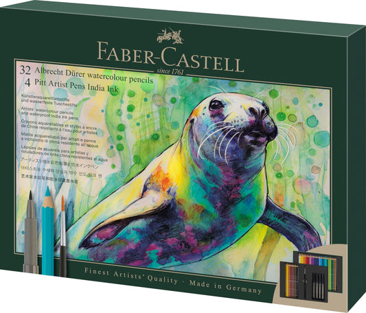 Faber-Castell 217553 - Gift set Albrecht Dürer & Pitt Artist Pen, 37 pieces, art supplies for beginners and professionals.