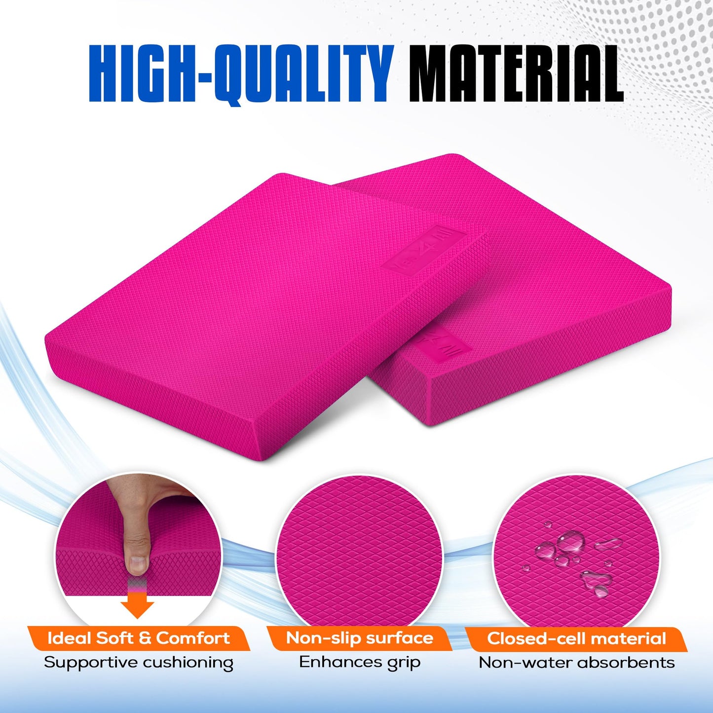 Yes4All MM7B Balance Pad L XL includes balance pad for adults for stability; perfect for fitness workout training at home, work (Pink-L)