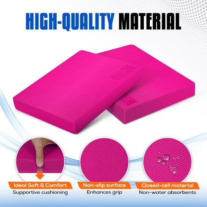 Yes4All MM7B Balance Pad L XL includes balance pad for adults for stability; perfect for fitness workout training at home, work (Pink-L)