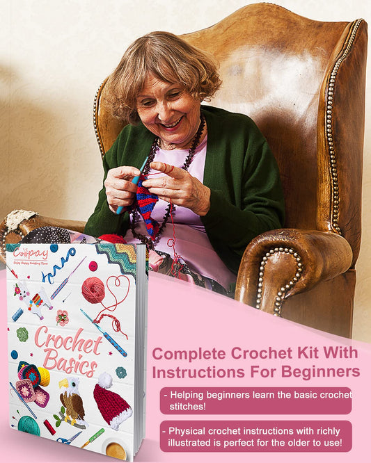 Coopay Crochet Kit for Beginners, 71 Piece Crochet Hook Set with Bag and Yarn, Premium Crochet Set with Knitting Accessories and Yarn, 0.6-6.0 mm Crochet Hooks Set, Complete Beginner Crochet Hook Sets Gifts, Pink