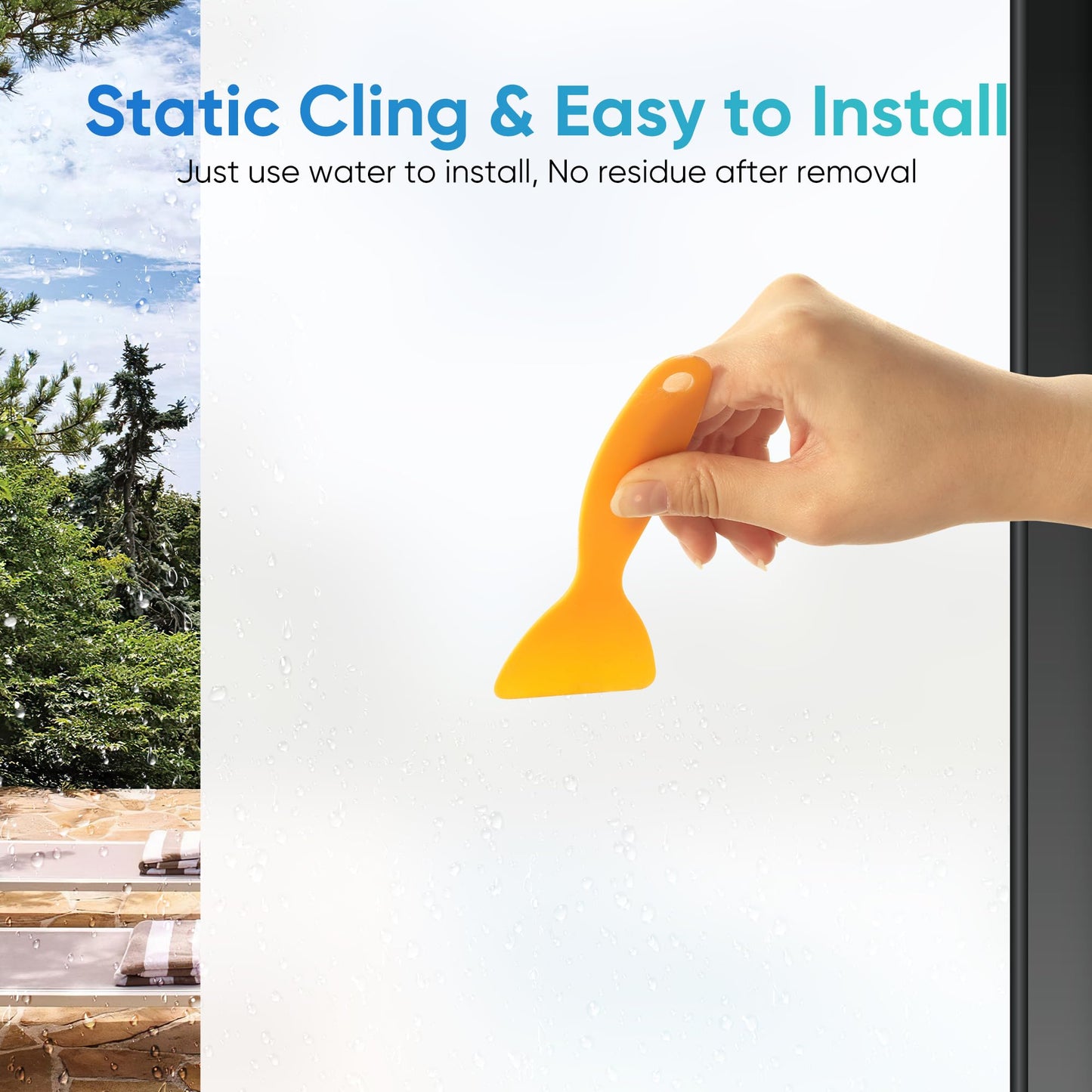 Funfox Window Film Opaque Self-Adhesive, Static Frosted Glass Film with UV Protection, Privacy Film White Matte for Bathroom Office Bedroom, Easy to Remove Without Glue, 88x200cm