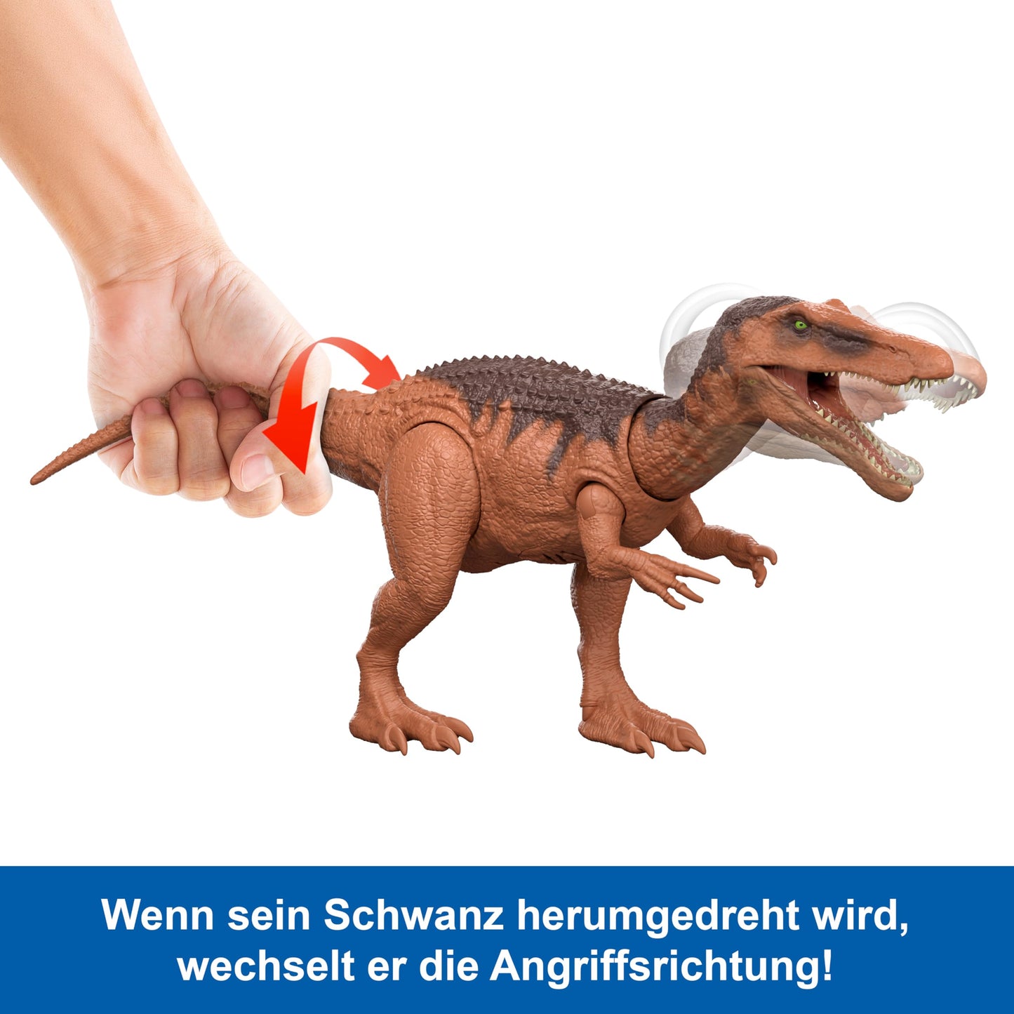 Mattel Jurassic World: The Rebirth Wild Roar Baryonyx dinosaur toy with controllable biting attack in multiple directions and roaring sound, digital gameplay options, JGC79