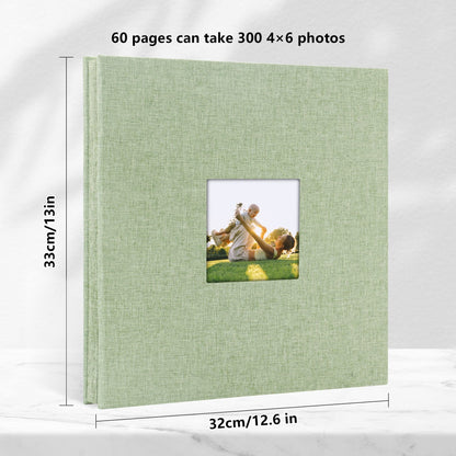 Yopih self-adhesive 4x6 photo album for self-customization, large linen album with 60 white pages, perfect for weddings, anniversaries, birthdays. Comes with a pen, 13x13in.