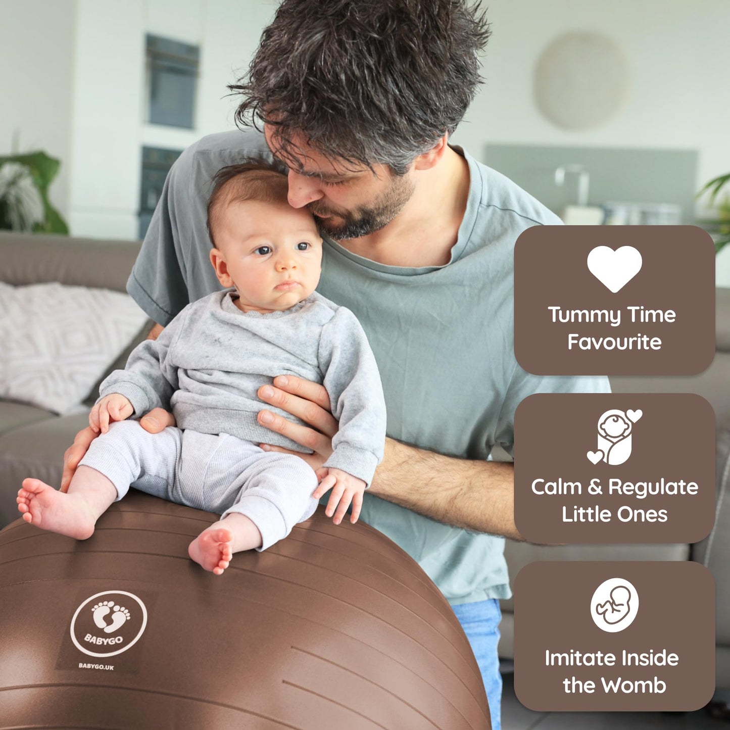 BABYGO® Pregnancy Exercise Ball Office Yoga Pezzi Ball | Includes Pregnancy Book for Birth & Fitness | Anti-Burst 1000 Kg (Mocha, 75cm)