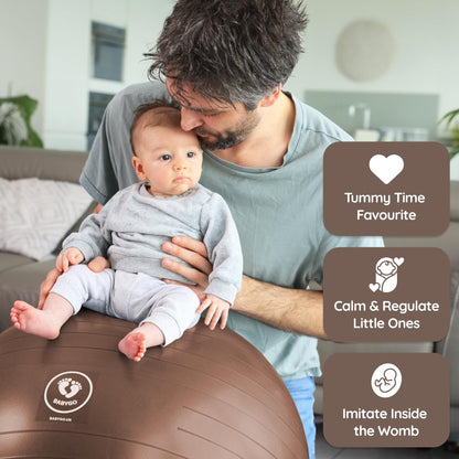BABYGO® Pregnancy Exercise Ball Office Yoga Pezzi Ball | Includes Pregnancy Book for Birth & Fitness | Anti-Burst 1000 Kg (Mocha, 75cm)