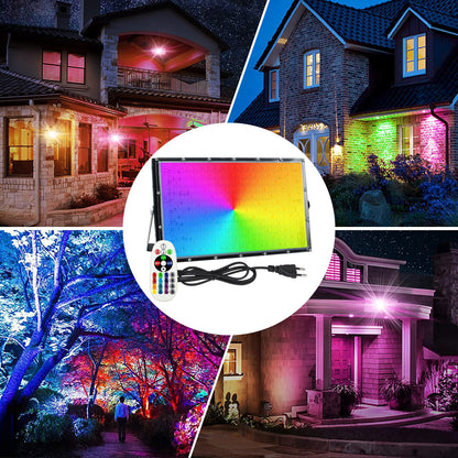 Elegant LED RGB spotlight outdoor 150W, 2pcs super-bright LED floodlights with plug construction spotlight floodlight IP65 waterproof outdoor spotlight for yard garden garage sports field.
