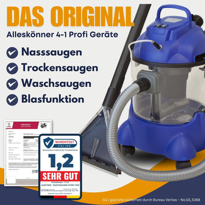 ALBATROS Hydro 7500 carpet cleaner + 2L cleaner - XXL upholstery cleaner, carpet cleaner wet vacuum - 1200 watts, 20l capacity, 22 kPa suction power - Rating: Very Good