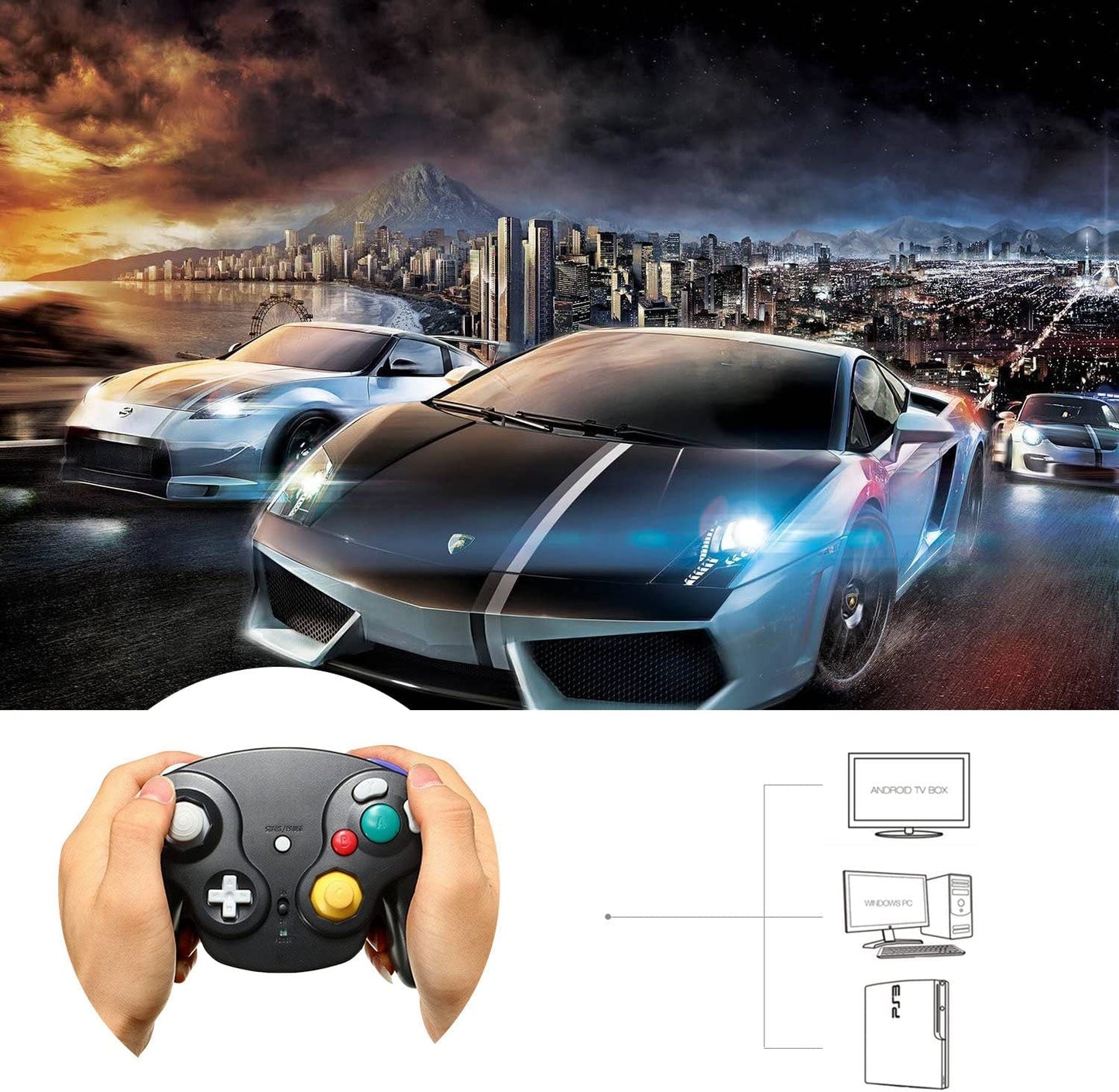 Wireless controller for Gamecube replacement 2.4G Bluetooth NGC gamepad joystick GC controller for Gamecube pad games with receiver adapter for Gamecube Wii U NGC GC.