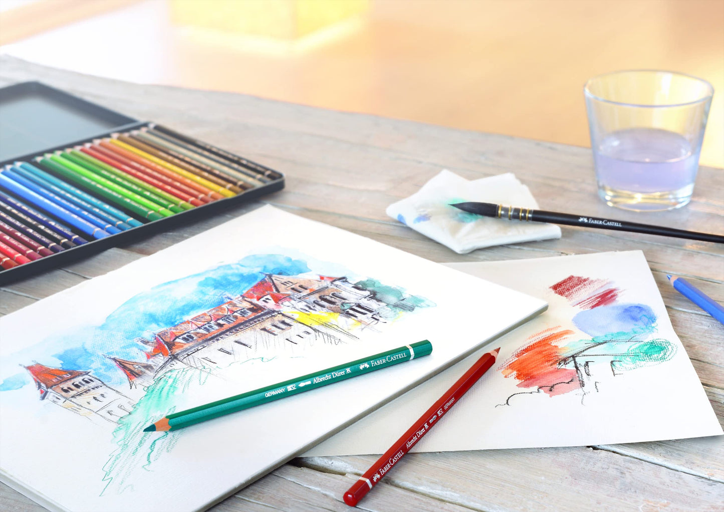 Faber-Castell 117560 Albrecht Dürer Watercolor Pencils, set of 60 watercolor pencils with thick 3.8mm leads, wooden pencils with water-soluble pigments.