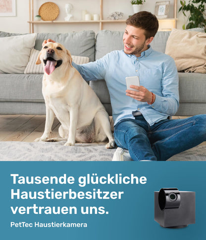 PetTec® Cam 360° pet camera dog camera with App [NO SUBSCRIPTION TRAP] - Cats & Dogs Camera at Home with motion detection & night vision function - Full HD 360° panoramic view swivel & tilt - Pet Cam