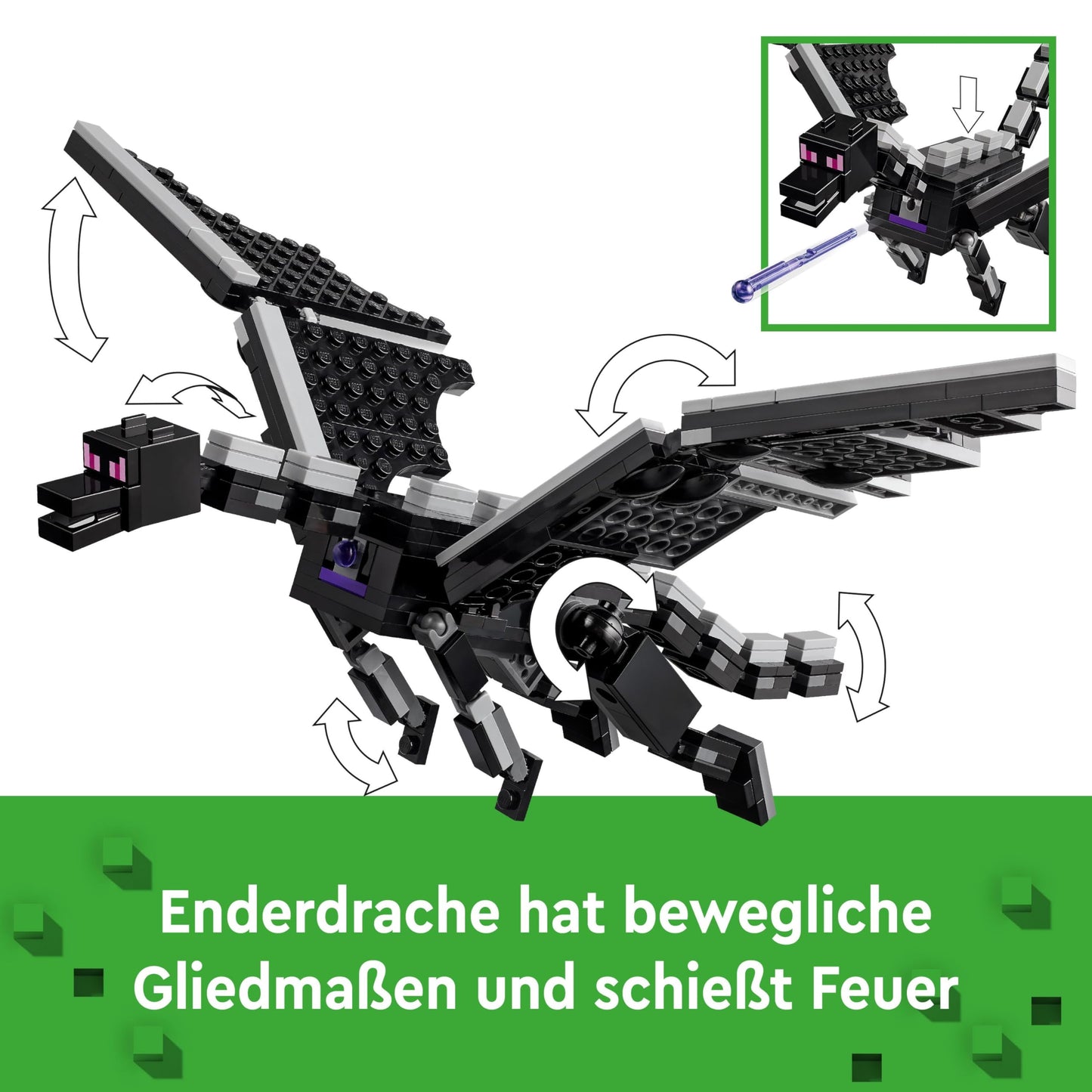 LEGO Minecraft The Ender Dragon and the End Ship - Interactive toy with boat, dragon, and 3 figures, including an Enderman - Creative gamer gift for boys & girls 8+ years old - 21264