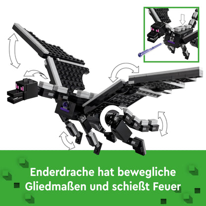 LEGO Minecraft The Ender Dragon and the End Ship - Interactive toy with boat, dragon, and 3 figures, including an Enderman - Creative gamer gift for boys & girls 8+ years old - 21264
