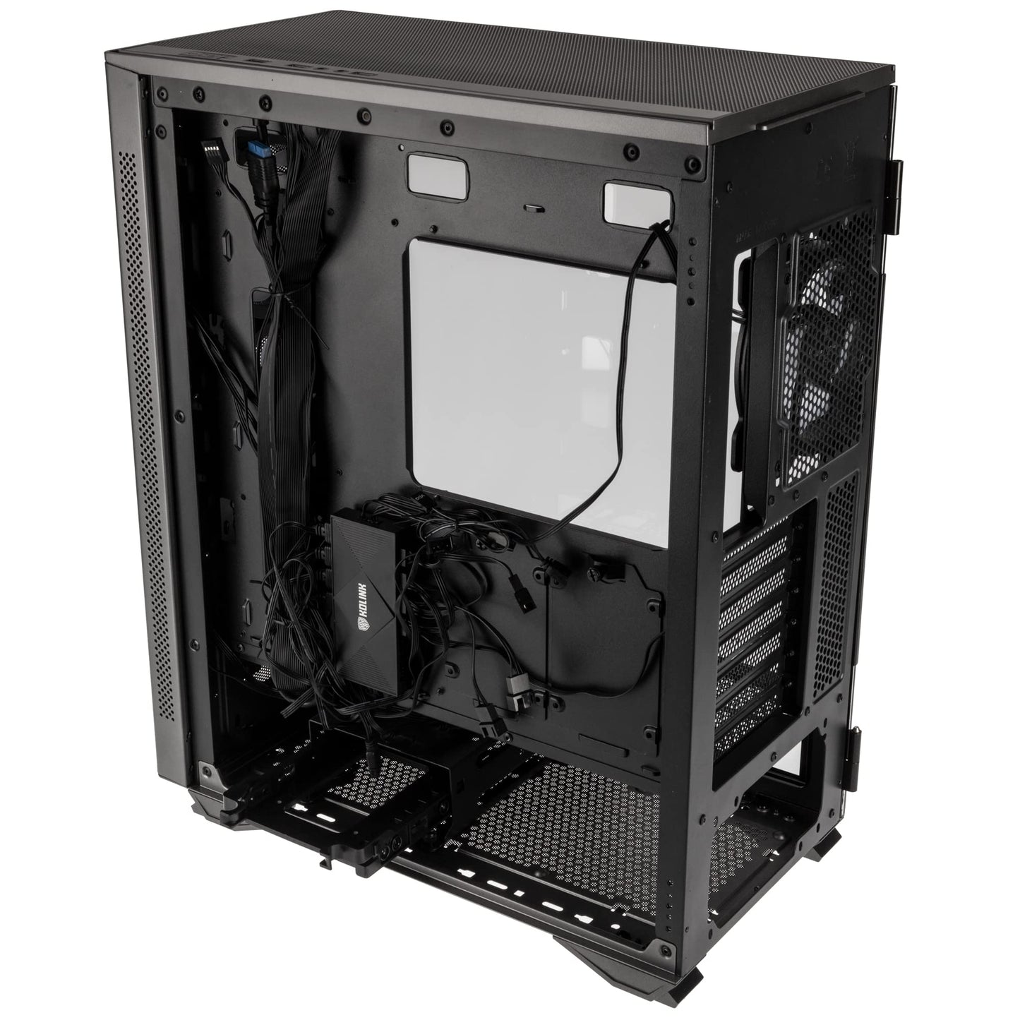 Kolink Stronghold Prism RGB Black - Gaming PC case EATX with mesh front, removable top, hinged tempered glass door, 4x addressable RGB fans 120mm - Midi Tower Gamer PC Case