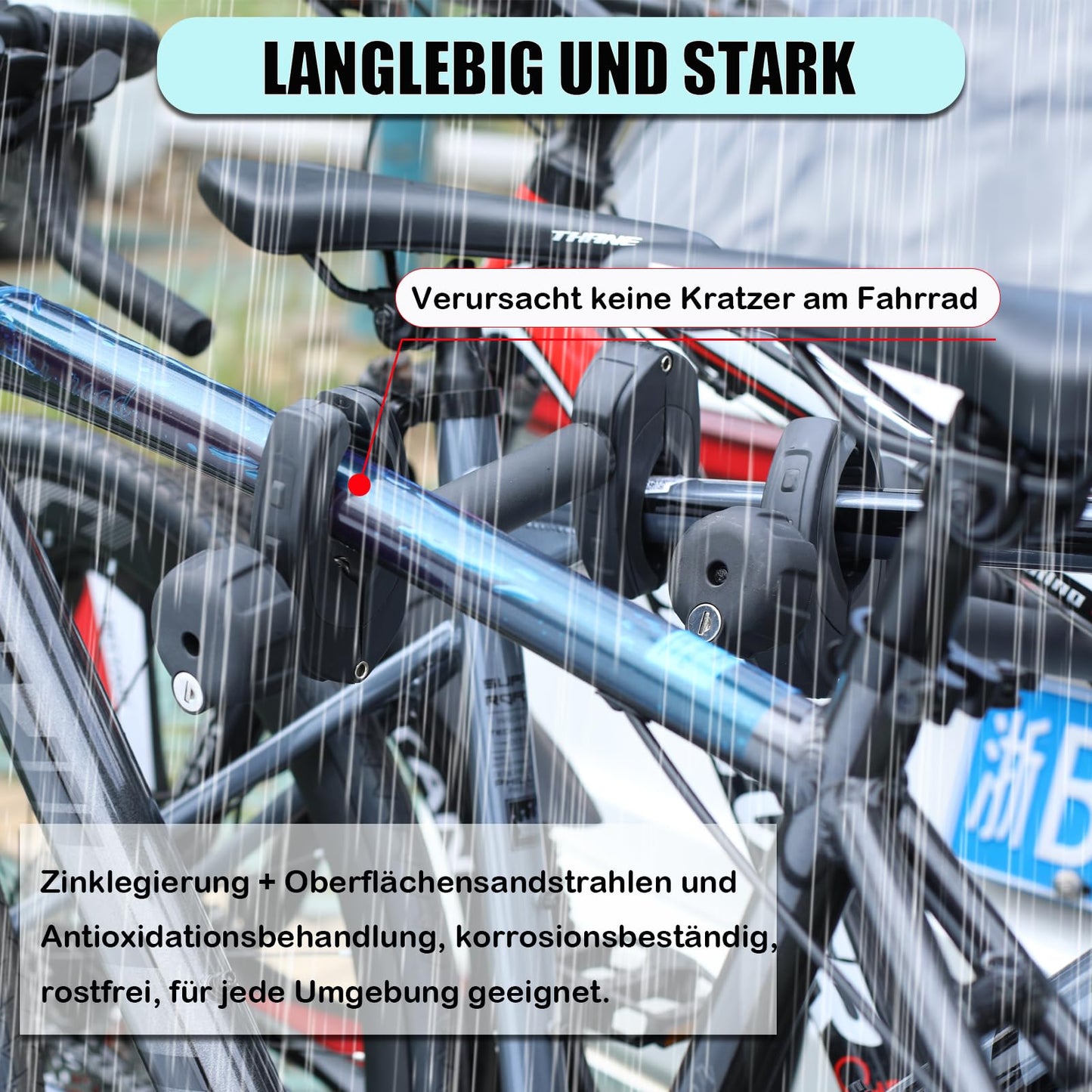 Warm black frame holder 45 cm long, lockable bike frame holder, for U-bar tube: Ø 2.5-3.0 cm, universal replacement holder for bike carriers on all common rear carriers.
