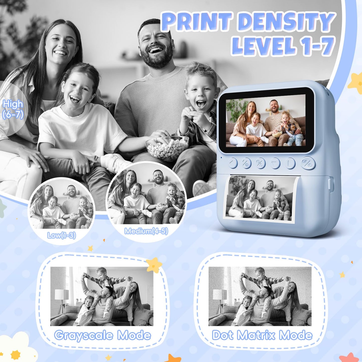 CalineGam instant camera for kids, 3.0 inch screen 48MP kids camera with 32GB card, 1080P HD kids instant print camera, gift for 3-12 boys and girls (blue)