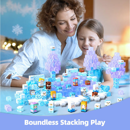 GobiDex Magnetic Building Blocks 100 Pieces, Snow World Frozen Magnet Blocks for Girls, Creative Learning Toy & Construction Set for Kids, Princess Game from 3-6, 4-8, 5-10 Years