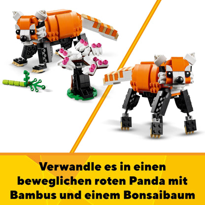 LEGO 31129 Creator Majestic Tiger, Panda, or Fish, 3-in-1 animal figure set, toy for kids, boys and girls, animal construction toy.