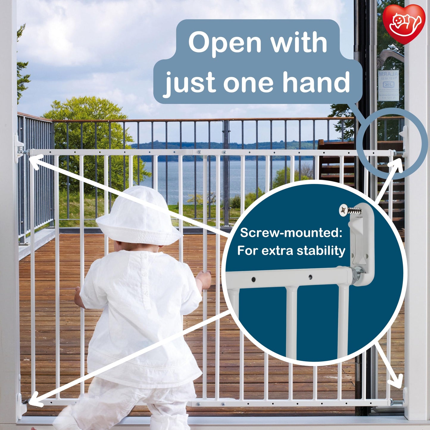 BabyDan MultiDan, 62.5-106.8 cm, extendable stair gate/baby gate/safety gate, made of metal, white, manufactured in Denmark - (pet gate/dog gate)