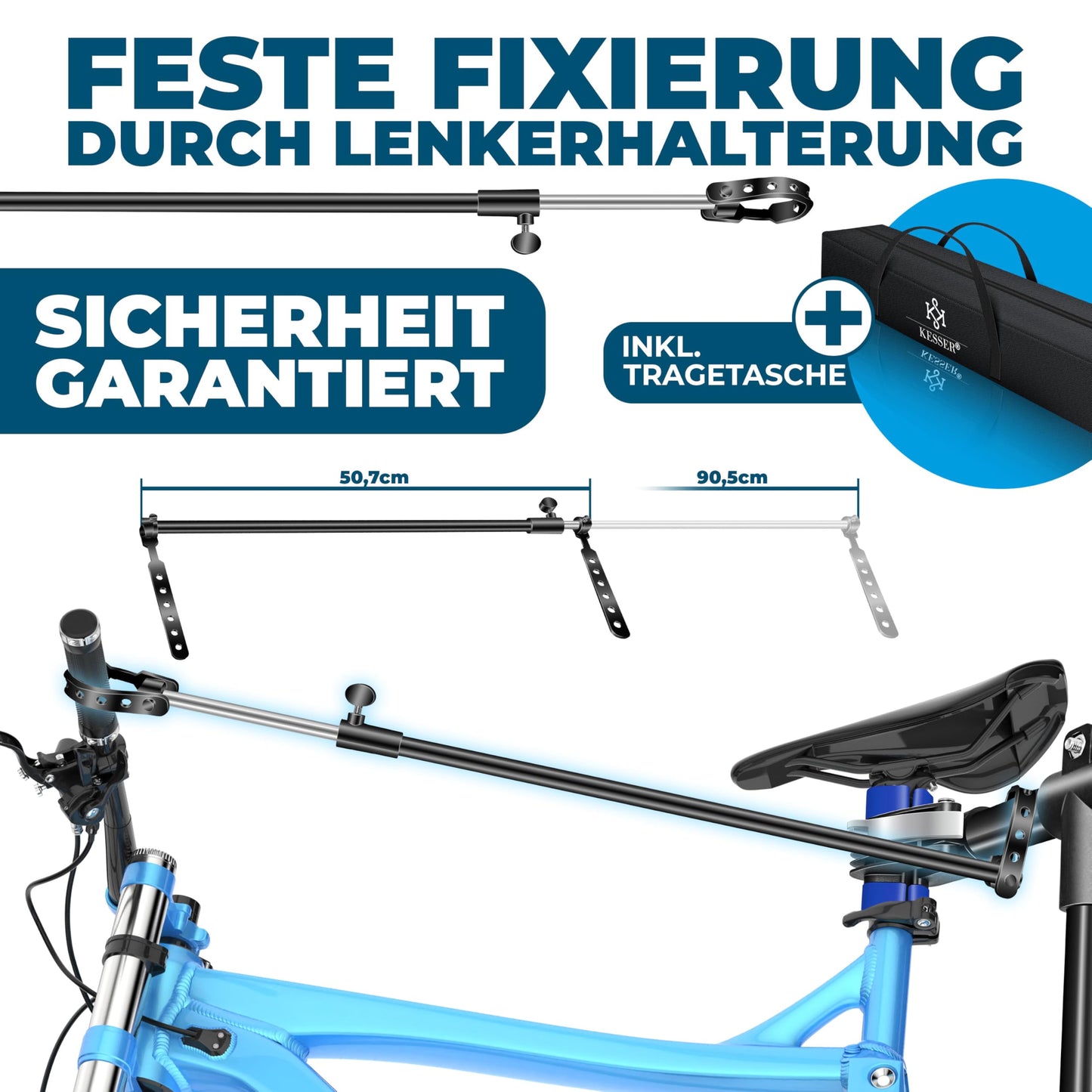 KESSER® bike assembly stand professional repair stand bike stand + bag bike repair stand up to 30 kg bike assembly stand incl. tool tray + magnetic compartment, rotatable mountain bike, blue