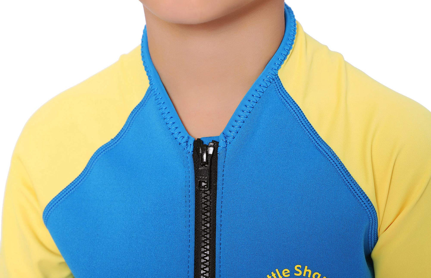 Cressi Little Shark Jr Shorty 2mm - Short sleeve wetsuit for kids, Aquamarine/Yellow, 13/14 years