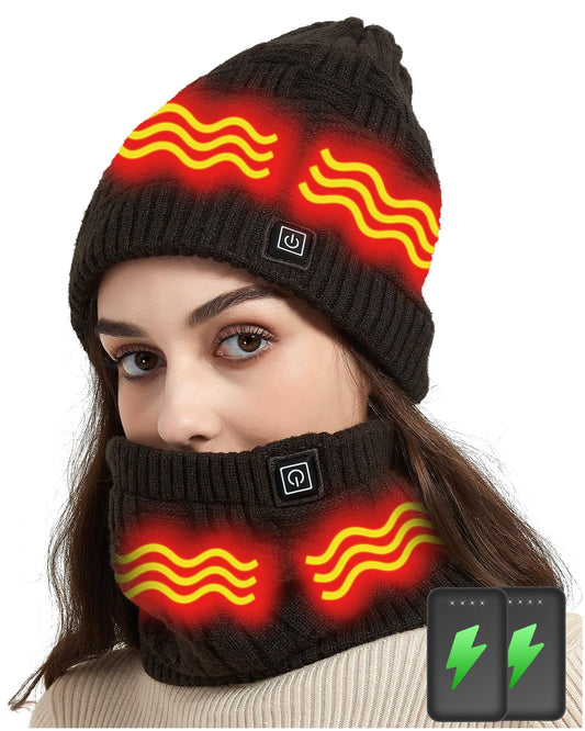 CYCYHEAT Heated Hat - Neck Warmer Heated Scarf & Heated Hat for Men and Women with 4000mAh Battery, 3 Heat Settings.