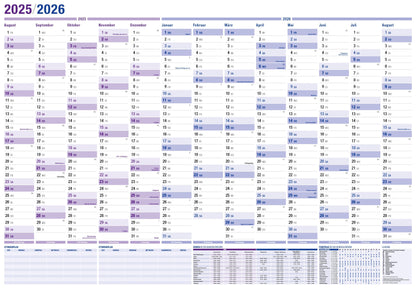 5-pack: Yohmoe® XXL wall calendar 2025 2026 in 98x68 cm format, folded. Ideal as a year planner 2025/26 or school year calendar 2025/2026 wall calendar.