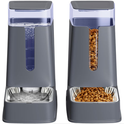 Automatic cat food dispenser and cat water dispenser set, 2 pack, automatic dog food dispenser and dog water dispenser, 3.5L for small, medium, large dogs, pets, puppies...