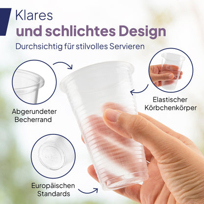 Inoverse 1000 pieces Plastic Cups, 0.3 L Transparent Disposable Cups, Plastic Party Cups, Beer Cups, Water Cups.