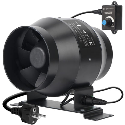DUCTURBO duct fan 100mm adjustable, 275m³/h inline duct fan exhaust fan ideal tube fan for grow tents, ventilation, and exhaust fans, lightweight, matte black