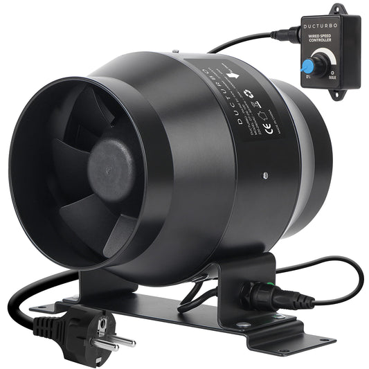 DUCTURBO duct fan 100mm adjustable, 275m³/h inline duct fan exhaust fan ideal tube fan for grow tents, ventilation, and exhaust fans, lightweight, matte black