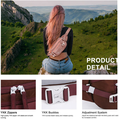 MOUNTAINTOP Waist Pack Women's Sports Waist Bag Lightweight Fanny Pack for Outdoor Hiking Travel Running Fitness Jogging (Reddish Brown)