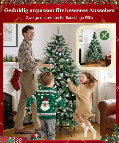 Yorbay artificial Christmas tree Pine tree with stand 120cm-240cm for Christmas decoration Reusable (Christmas tree with snow, 180cm)