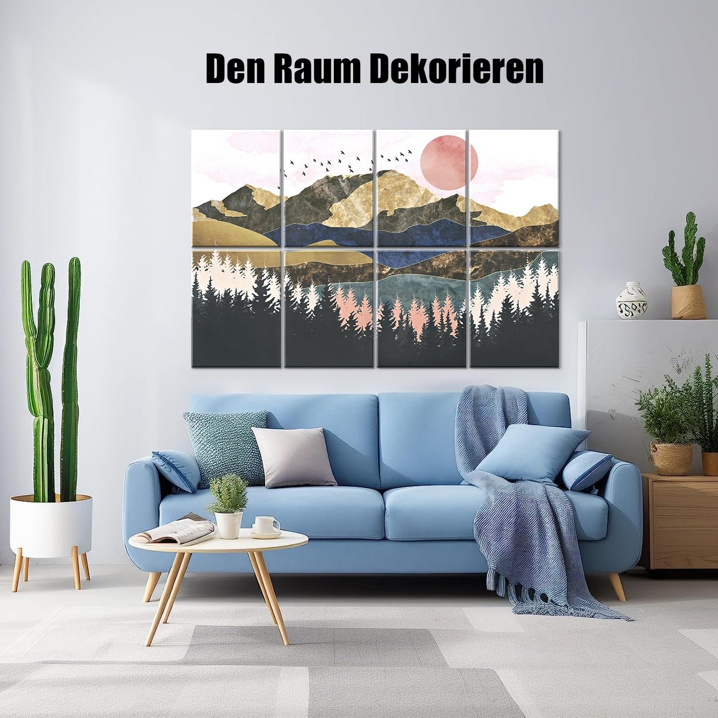 Yrendenge 8 pieces of acoustic panels, self-adhesive soundproof acoustic panels, high-density acoustic panel soundproofing wall panels, 30x40x0.9cm sound absorber wall office wall decoration (mountains trees)