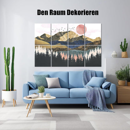 Yrendenge 8 pieces of acoustic panels, self-adhesive soundproof acoustic panels, high-density acoustic panel soundproofing wall panels, 30x40x0.9cm sound absorber wall office wall decoration (mountains trees)