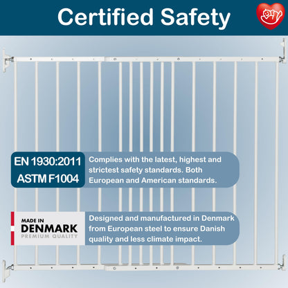 BabyDan MultiDan, 62.5-106.8 cm, extendable stair gate/baby gate/safety gate, made of metal, white, manufactured in Denmark - (pet gate/dog gate)