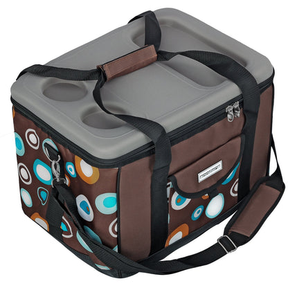 Anndora cooler bag XL brown light blue 40 liters - cooler box insulated bag picnic bag