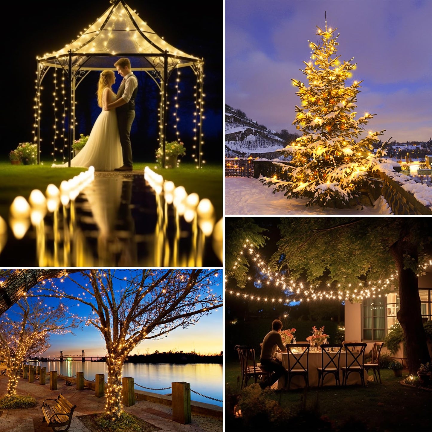 Outdoor string lights 50M, 500LED 8Modes Christmas tree string lights IP67 Weatherproof Sparkling fairy lights for Christmas decoration garden balcony decor room lighting weddings