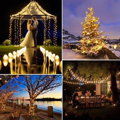 Outdoor string lights 50M, 500LED 8Modes Christmas tree string lights IP67 Weatherproof Sparkling fairy lights for Christmas decoration garden balcony decor room lighting weddings