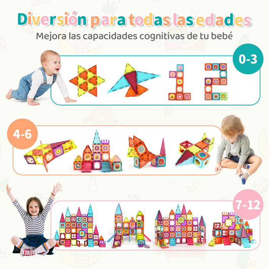 Gavgroom 120-piece Magnetic Building Blocks, Magnetic Toy Magnets Kids Magnetic Blocks STEM Learning Toy Kids Magnet Toy Gift for Boys Girls Building Blocks Children's Toy