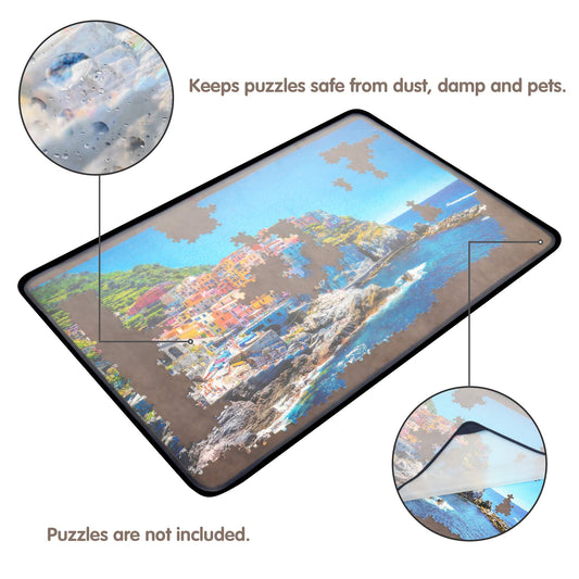 Tektalk Puzzle Board, portable puzzle mat with dustproof cover for puzzle storage, non-slip surface (gray, for up to 1000 pieces)