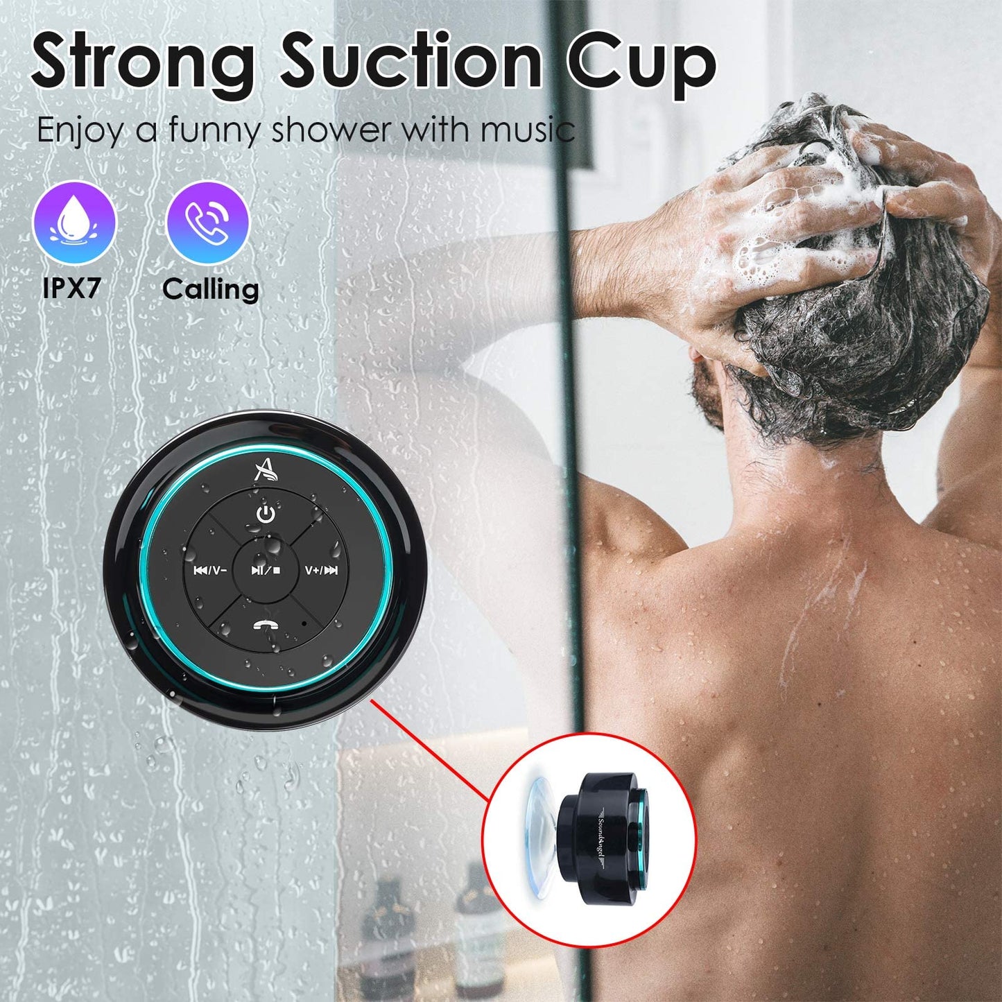Xleader Shower Bluetooth Speaker Small Music Box - Waterproof With Suction Cup, Shower Speaker Electronic Gifts for Girls Boys Men Women