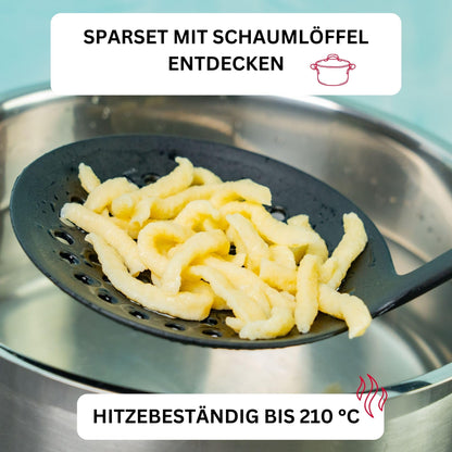 Westmark 611022E8 Spaetzle/Potato Press "Spaetzlepress Skimmer "Gentle", Aluminum, Silver/Black/Round Hole