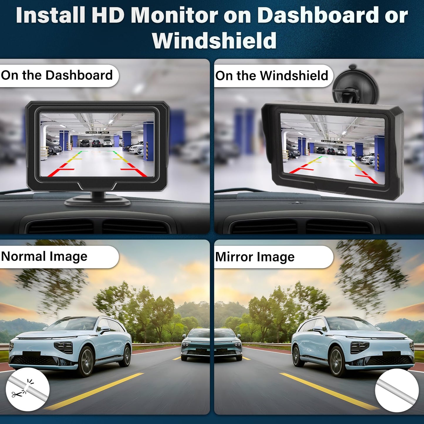 Vtopek AHD 1080P Backup Camera Kit with 4.3" Monitor 5 Backup Lines IP68 Waterproof Night Vision Rear View Camera Retrofit 6M Cable Rear Camera Parking Assistance for Motorhome Truck RV