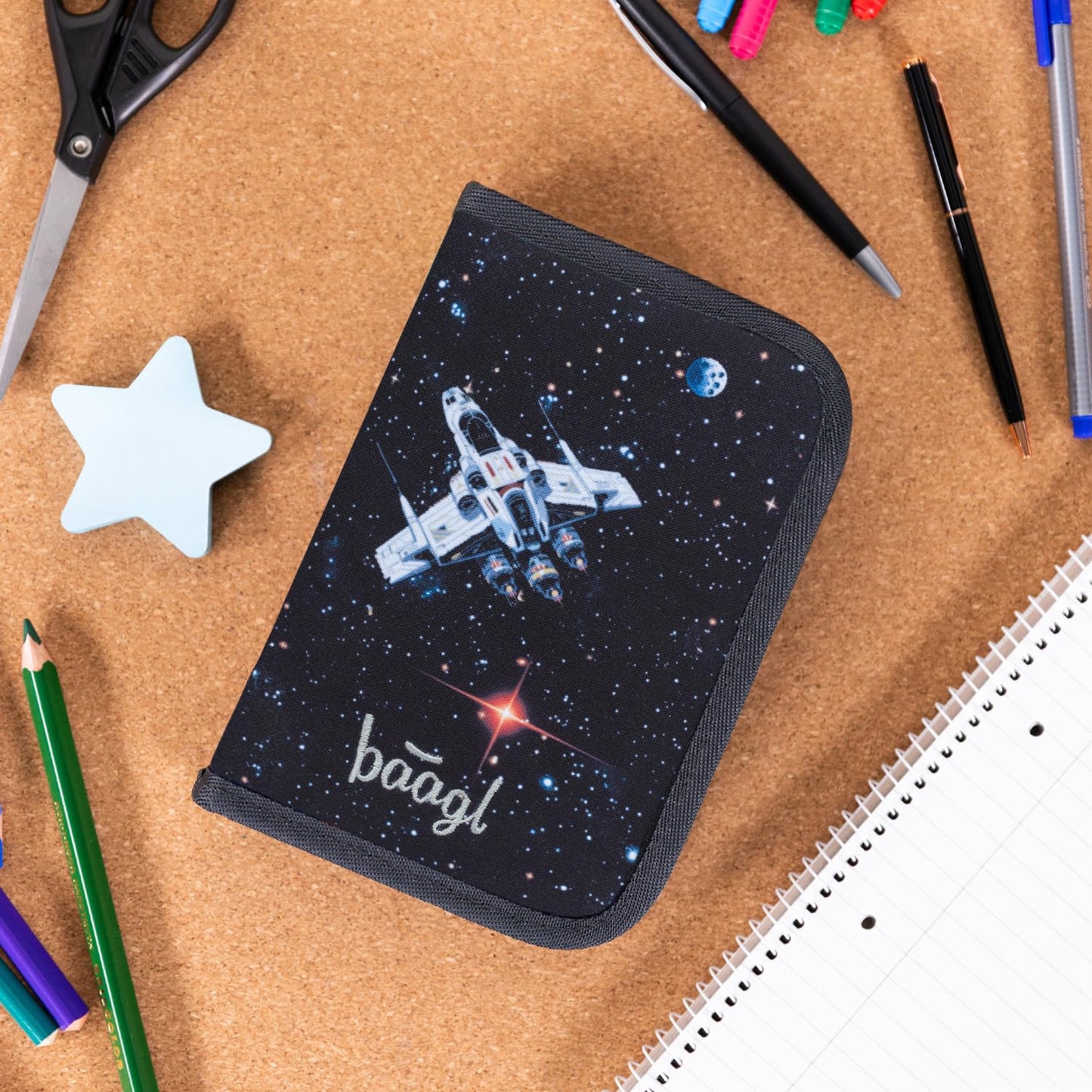 Baagl pencil case for boys - student case, pencil bag, pencil case for stationery - case, pencil case, school case (Pixel Space)