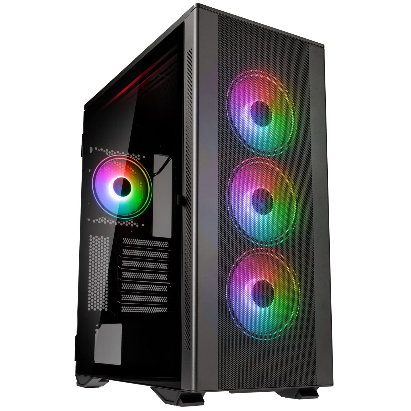 Kolink Stronghold Prism RGB Black - Gaming PC case EATX with mesh front, removable top, hinged tempered glass door, 4x addressable RGB fans 120mm - Midi Tower Gamer PC Case